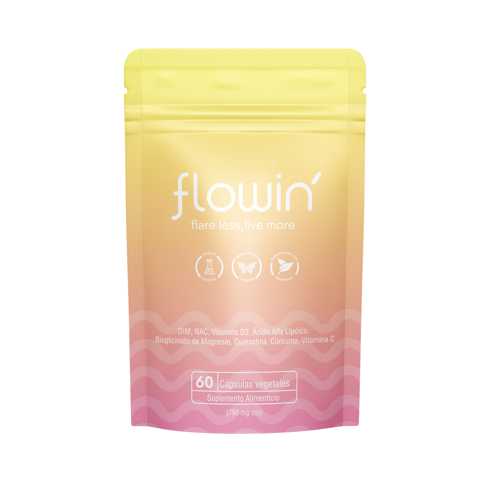 Flowin' Endo-Supplement NAC, DIM, Bisglicinato de Magnesio de 60 cápsula Kind Origins