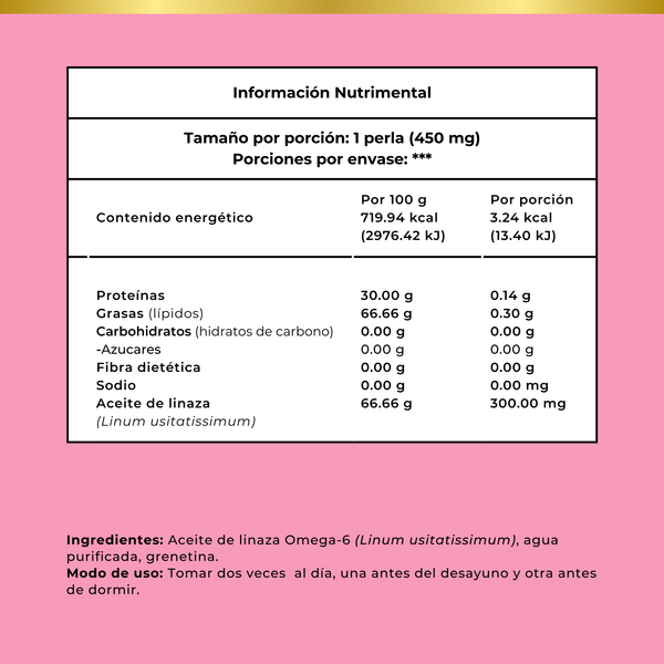 Aceite de Linaza Con Omegas 450 mg 125 cápsulas