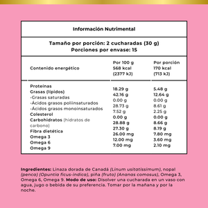 Fibra Natural Linaza + Nopal + Enzimas 450g en Polvo