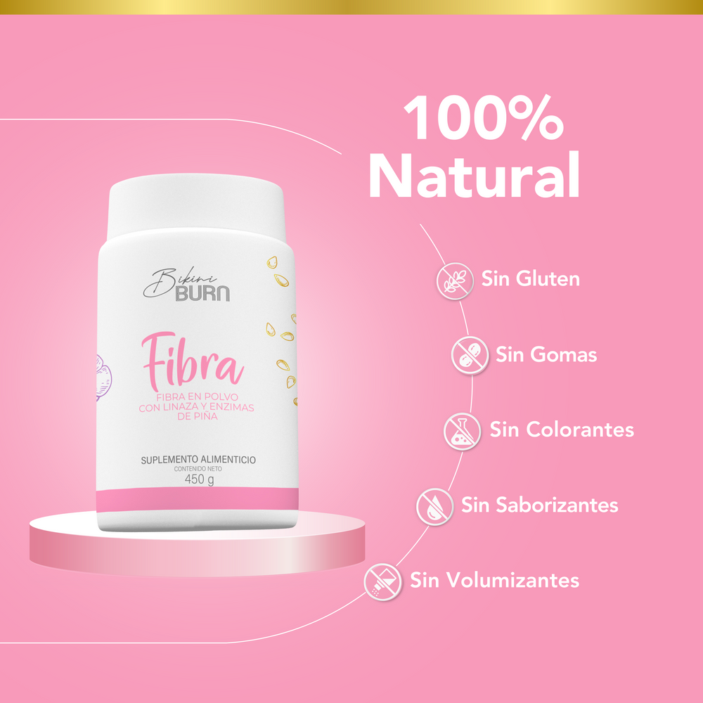 Fibra Natural Linaza + Nopal + Enzimas 450g en Polvo Bikini Burn