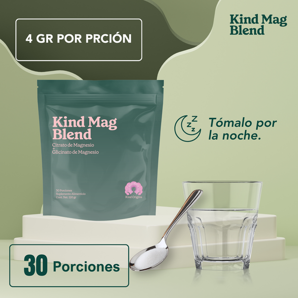 Citrato de Magnesio y Glicinato de Magnesio en Polvo | 30 días | 4000mg | Puro de Alta Absorción y Biodisponibilidad para Relajación Nocturna y Digestiva Kind Origins