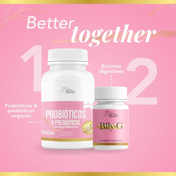 Probióticos y prebióticos veganos de origen vegetal con col fermentada, jengibre y perejil, Lactobacillus y Leuconostoc, 60 cápsulas Bikini Burn