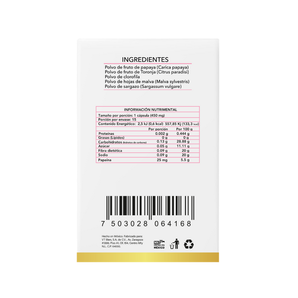 Blly-G Papaya & Toronja Enzimas Digestivas de 15 cápsulas